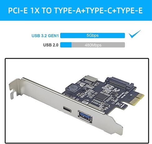 USB 3.2 Gen1 Expansion Card, PCIE 1X to USB A Type C Type E Adapter Card with Chipset, for 7 8 10 11 2003 Systems in Saudi Arabia