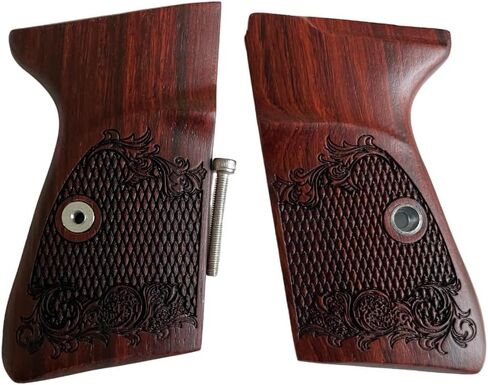 New Handmade reproductive Padauk Wood Grips Compatible with Compatible with PPK/S, PP, New PPK/S .22 LR, Checker and Flower Engraved #PPKS01 in Saudi Arabia