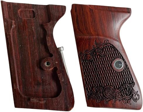 New Handmade reproductive Padauk Wood Grips Compatible with Compatible with PPK/S, PP, New PPK/S .22 LR, Checker and Flower Engraved #PPKS01 in Saudi Arabia