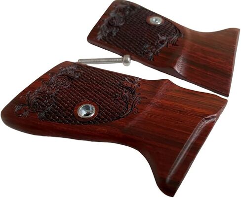 New Handmade reproductive Padauk Wood Grips Compatible with Compatible with PPK/S, PP, New PPK/S .22 LR, Checker and Flower Engraved #PPKS01 in Saudi Arabia