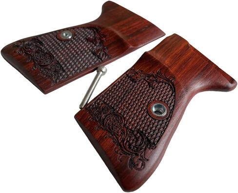 New Handmade reproductive Padauk Wood Grips Compatible with Compatible with PPK/S, PP, New PPK/S .22 LR, Checker and Flower Engraved #PPKS01 in Saudi Arabia