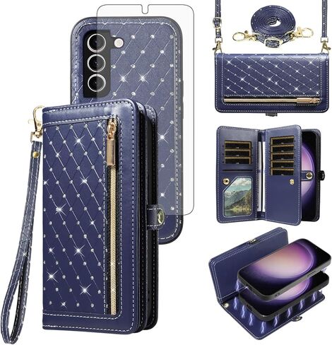 Phone Case for Samsung Galaxy Note 20 Ultra 5G Zipper Wallet Detachable Cell Cover with Screen Protector Crossbody Strap Bling Flip Credit Card Holder Note20 Plus Notes 20Ultra Note20+ U + Women Pink in Saudi Arabia