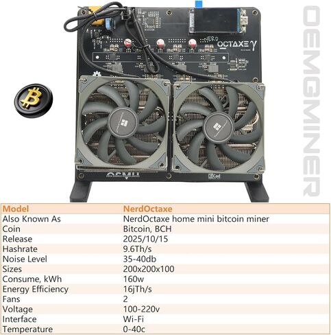 New Bitaxe Miner NerdOctaxe 9.6TH/s 160W BTC Miner 16J/Th, 8*BM1370 ASIC Chips, 2.4G WiFi Crypto Machine, Open-Source Mining Machine, High Efficiency for BTC Mining by OEMGMINER in Saudi Arabia