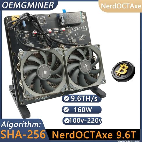 New Bitaxe Miner NerdOctaxe 9.6TH/s 160W BTC Miner 16J/Th, 8*BM1370 ASIC Chips, 2.4G WiFi Crypto Machine, Open-Source Mining Machine, High Efficiency for BTC Mining by OEMGMINER in Saudi Arabia