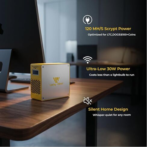 Luckyminer LG07 Pro Scrypt Miner, 120MH/S 30W High-Efficiency Home Solo Miner for LTC & Dogecoin, Supports 100+ Coins, 2.4G WiFi & Hotspot, Ultra-Quiet Desktop Machine in Saudi Arabia