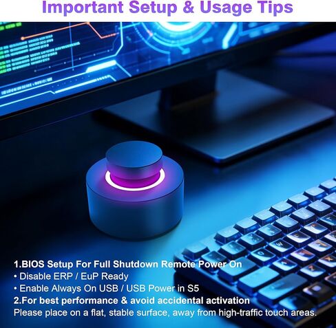 زر طاقة الكمبيوتر اللاسلكي، مفتاح طاقة سطح المكتب عن بعد من الألومنيوم الممتاز USB-C قابل لإعادة الشحن، تحكم تشغيل/إيقاف لاسلكي للوحة الأم للكمبيوتر، كمبيوتر مخصص للألعاب، الخادم والمكتب المنزلي in Kuwait