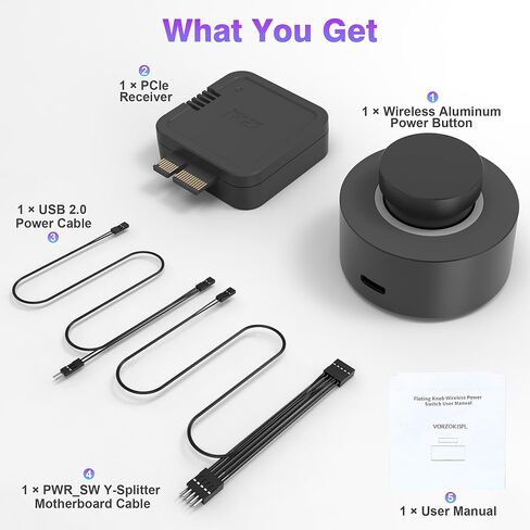 زر طاقة الكمبيوتر اللاسلكي، مفتاح طاقة سطح المكتب عن بعد من الألومنيوم الممتاز USB-C قابل لإعادة الشحن، تحكم تشغيل/إيقاف لاسلكي للوحة الأم للكمبيوتر، كمبيوتر مخصص للألعاب، الخادم والمكتب المنزلي in Kuwait