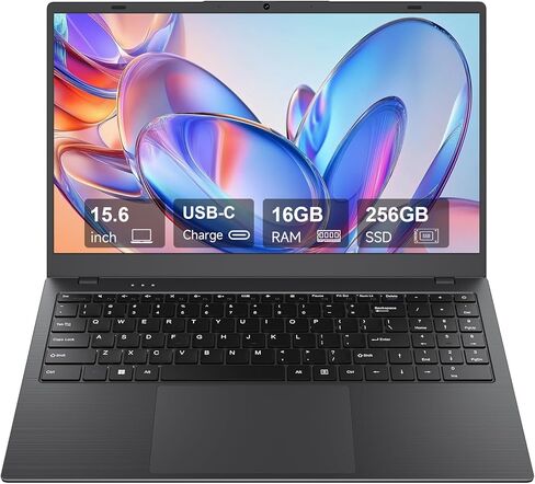 كمبيوتر محمول 15.6 بوصة - ذاكرة وصول عشوائي 16 جيجا بايت ومحرك أقراص SSD سعة 256 جيجا بايت مع معالج Pentium 6500Y يصل إلى 3.4 جيجا هرتز، وشاشة IPS FHD 1080P، USB 3.2، USB C، WiFi5، BT5.2، 2026 كمبيوتر محمول محمول للعمل والمدرسة والمنزل in Kuwait