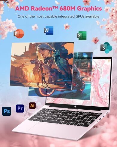 كمبيوتر محمول NIMO مقاس 15.6 بوصة للألعاب الخفيفة، 8 نوى AMD Ryzen 7 Pro 6850U 16 جيجابايت LPDDR5 RAM 1 تيرابايت SSD (Beat i7-1360P حتى 4.7 جيجا هرتز) AMD Radeon 680M GPU IPS FHD كمبيوتر مع لوحة مفاتيح بإضاءة خلفية 100 وات من النوع C بصمة الإصبع in Kuwait