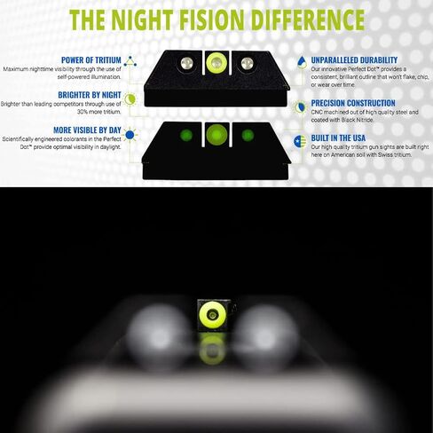 Night Fision Tritium Night Sight Set for CZ USA P-07/P-09 - Perfect Dot Front Sight with Added Daytime Ring - Front Ring Color Options - Various Sight Styles in Kuwait
