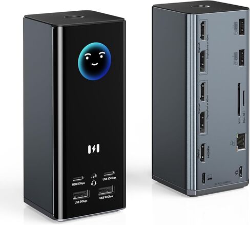 محطة إرساء الكمبيوتر المحمول Selore 3 شاشات، شاشة عرض ثلاثية 4K 3 HDMI 2 DP، شاشة ذكية مع الطقس، 100 وات PD، 10 جيجابت في الثانية USB A/C، جيجابت إيثرنت، قارئ SD/microSD لـ Dell/HP/Lenovo/Asus/Acer in Saudi Arabia