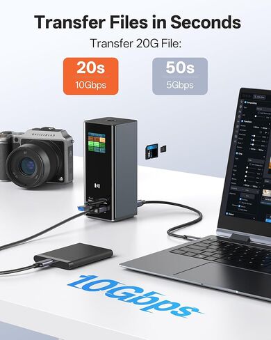 محطة إرساء الكمبيوتر المحمول Selore 3 شاشات، شاشة عرض ثلاثية 4K 3 HDMI 2 DP، شاشة ذكية مع الطقس، 100 وات PD، 10 جيجابت في الثانية USB A/C، جيجابت إيثرنت، قارئ SD/microSD لـ Dell/HP/Lenovo/Asus/Acer in Saudi Arabia