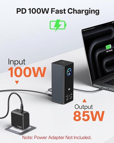 محطة إرساء الكمبيوتر المحمول Selore 3 شاشات، شاشة عرض ثلاثية 4K 3 HDMI 2 DP، شاشة ذكية مع الطقس، 100 وات PD، 10 جيجابت في الثانية USB A/C، جيجابت إيثرنت، قارئ SD/microSD لـ Dell/HP/Lenovo/Asus/Acer in Saudi Arabia