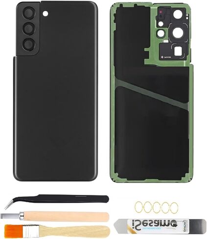 استبدال الغطاء الخلفي الخلفي لهاتف Galaxy S21 مع عدسة كاميرا مثبتة مسبقًا + أدوات + لاصق مسبقًا لهاتف Samsung Galaxy S21 SM-G991 جميع الحاملات (رمادي) in Kuwait