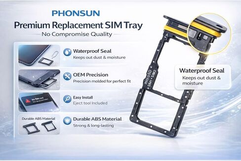 A17 Waterproof Sim Card Tray SD Card Holder Replacement for Samsung Galaxy A17 (5G) SM-A176U A176U1 S176V with Water Proof Rubber Seal USA Version Black with Stainless Steel Eject Tool in Saudi Arabia