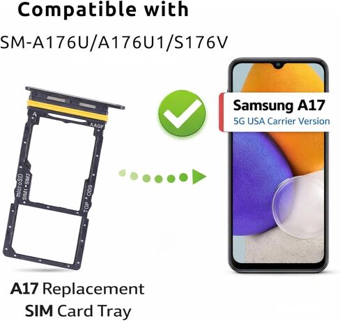 A17 Waterproof Sim Card Tray SD Card Holder Replacement for Samsung Galaxy A17 (5G) SM-A176U A176U1 S176V with Water Proof Rubber Seal USA Version Black with Stainless Steel Eject Tool in Saudi Arabia