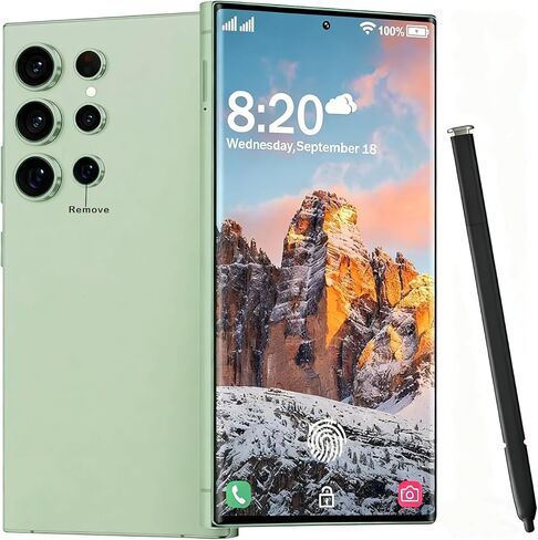 هاتف C24 Ultra غير مقفل هاتف ذكي 5G 8+256GB Android 14.0 هاتف خلوي 6.8 بوصة شاشة عالية الدقة/6800 مللي أمبير/ساعة مدمجة/يدعم 5G/بطاقات SIM مزدوجة/فتح الوجه/فتح بصمة الإصبع/نظام تحديد المواقع العالمي. (أخضر) in Kuwait