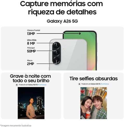 Samsung Galaxy A26 5G بشريحتي اتصال، 256 جيجابايت + 8 جيجابايت رام، أسود - مفتوح (GSM فقط) (الإصدار الدولي) (متجدد) in Saudi Arabia