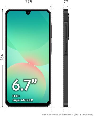 Samsung Galaxy A26 5G بشريحتي اتصال، 256 جيجابايت + 8 جيجابايت رام، أسود - مفتوح (GSM فقط) (الإصدار الدولي) (متجدد) in Saudi Arabia