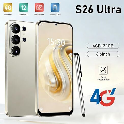 هاتف ذكي T26Ultra مفتوح 4G، شاشة Incell HD مقاس 6.6 بوصة، ذاكرة وصول عشوائي 4 جيجابايت + ذاكرة وصول عشوائي 32 جيجابايت (قابلة للتوسيع إلى 256 جيجابايت)، بطارية 5000 مللي أمبير في الساعة، كاميرا مزدوجة 13 ميجابكسل + 16 ميجابكسل، أندرويد 12، فتح القفل بالوج in Kuwait