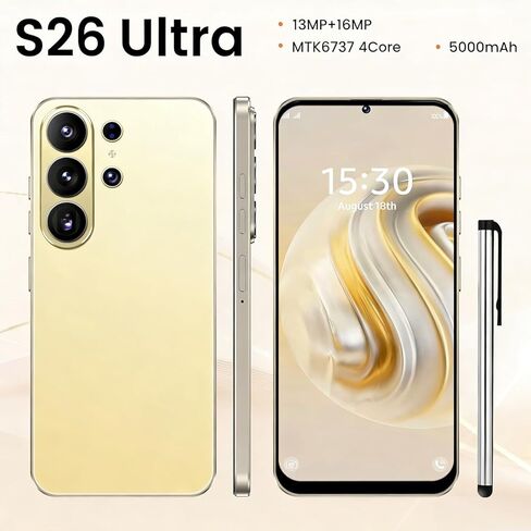 هاتف ذكي T26Ultra مفتوح 4G، شاشة Incell HD مقاس 6.6 بوصة، ذاكرة وصول عشوائي 4 جيجابايت + ذاكرة وصول عشوائي 32 جيجابايت (قابلة للتوسيع إلى 256 جيجابايت)، بطارية 5000 مللي أمبير في الساعة، كاميرا مزدوجة 13 ميجابكسل + 16 ميجابكسل، أندرويد 12، فتح القفل بالوج in Kuwait