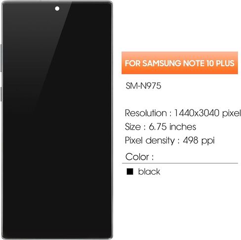INCELL for Samsung Galaxy Note 10 Plus Screen Replacement for Samsung Note 10 Plus LCD Display N975F SM-N975U LCD Digitizer Touch Assembly Repair Parts Black with Frame(No Fingerprint) in Saudi Arabia