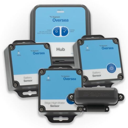 Fisherman Remote Boat Monitoring Bundle | Wireless Hub + Complete Safety, Security & Readiness Sensors | Battery x 2, Bilge, Motion & Environmental Alerts | No Boat Battery Drain in Saudi Arabia