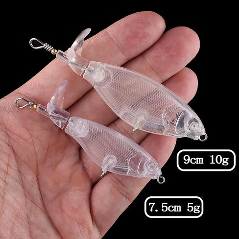 20PCS Unpainted Blanks Bait 0.177oz/0.353oz Rotating Tail Popper DIY Handmade Artificial Fishing Lure Tackle in Saudi Arabia
