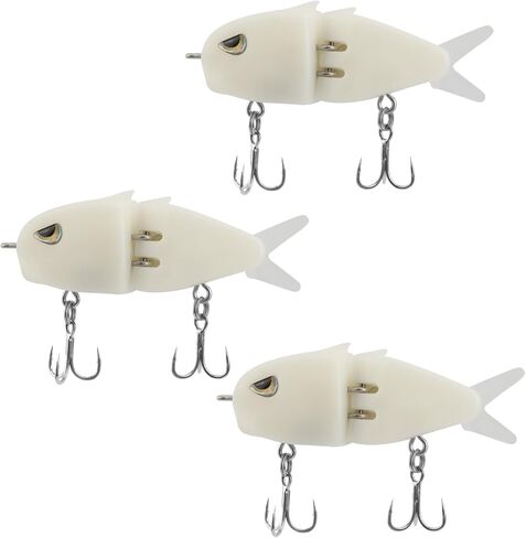 3Pcs Mini Glide Bait for Bass Fishing, Slow Sinking Multi Jointed Swimbait with Lifelike Swim Action, Sharp Carbon Steel Treble Hooks, Freshwater Saltwater Lures for Lakes Rivers Inshore Fishing in Saudi Arabia