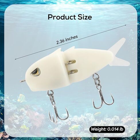 3Pcs Mini Glide Bait for Bass Fishing, Slow Sinking Multi Jointed Swimbait with Lifelike Swim Action, Sharp Carbon Steel Treble Hooks, Freshwater Saltwater Lures for Lakes Rivers Inshore Fishing in Saudi Arabia