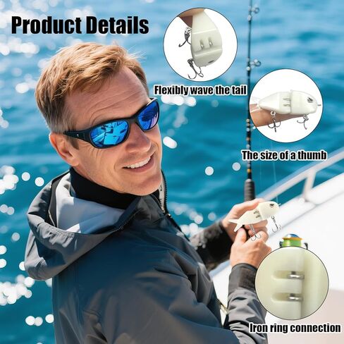3Pcs Mini Glide Bait for Bass Fishing, Slow Sinking Multi Jointed Swimbait with Lifelike Swim Action, Sharp Carbon Steel Treble Hooks, Freshwater Saltwater Lures for Lakes Rivers Inshore Fishing in Saudi Arabia