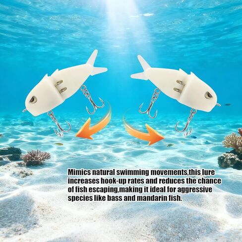 3Pcs Mini Glide Bait for Bass Fishing, Slow Sinking Multi Jointed Swimbait with Lifelike Swim Action, Sharp Carbon Steel Treble Hooks, Freshwater Saltwater Lures for Lakes Rivers Inshore Fishing in Saudi Arabia