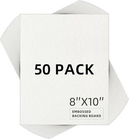 Falling in Art 50 Pack Embossed Backing Board, 8x8 Acid-Free Mat Boards | 4 Ply Thickness Uncut White Backing Boards for Photos, Pictures, Frames, Artworks and Prints in Kuwait