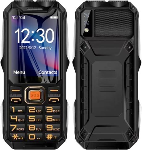 2G Rugged Phone, Unlocked Cell Phone for Seniors/Kids, Elderly Mobile Phone with 2.6in Screen, 16800mAh Battery, Dual LED Flashlight, Big Speaker, SOS, Radio, Bluetooth(Black) in Saudi Arabia