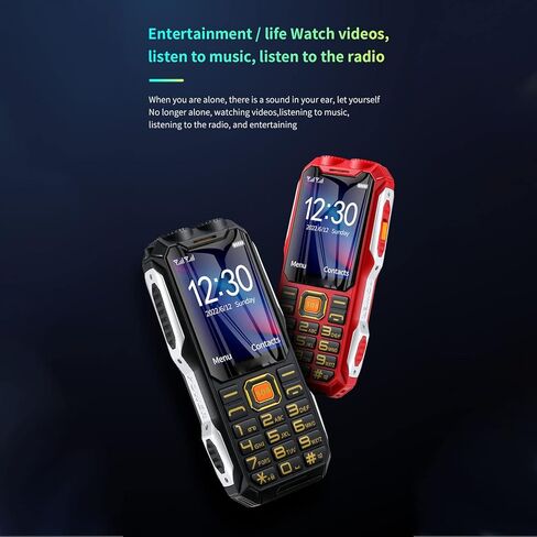 2G Rugged Phone, Unlocked Cell Phone for Seniors/Kids, Elderly Mobile Phone with 2.6in Screen, 16800mAh Battery, Dual LED Flashlight, Big Speaker, SOS, Radio, Bluetooth(Black) in Saudi Arabia