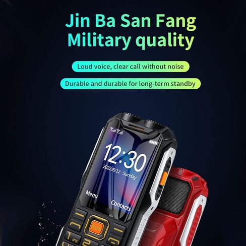 2G Rugged Phone, Unlocked Cell Phone for Seniors/Kids, Elderly Mobile Phone with 2.6in Screen, 16800mAh Battery, Dual LED Flashlight, Big Speaker, SOS, Radio, Bluetooth(Black) in Saudi Arabia