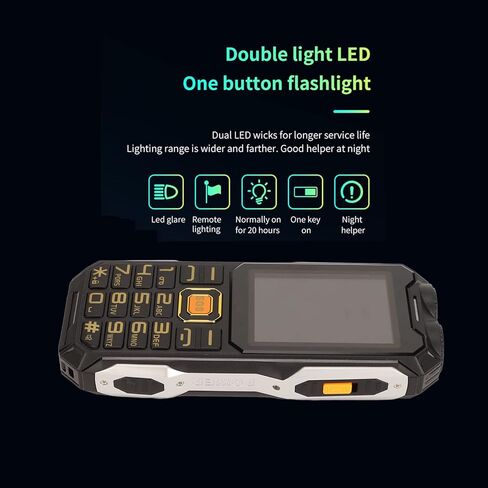 2G Rugged Phone, Unlocked Cell Phone for Seniors/Kids, Elderly Mobile Phone with 2.6in Screen, 16800mAh Battery, Dual LED Flashlight, Big Speaker, SOS, Radio, Bluetooth(Black) in Saudi Arabia