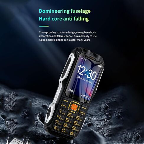 2G Rugged Phone, Unlocked Cell Phone for Seniors/Kids, Elderly Mobile Phone with 2.6in Screen, 16800mAh Battery, Dual LED Flashlight, Big Speaker, SOS, Radio, Bluetooth(Black) in Saudi Arabia