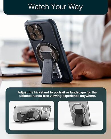 CLCKR for Magsafe Phone Grip, Magnetic Kickstand, 3-in-1 Cell Phone Finger Loop Strap for Mag Safe Case, Ring Holder for iPhone 17/16/15/14/13/12, Samsung Galaxy, Motorola, Pixel Pro & More - Black in Saudi Arabia