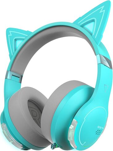 Edifier G5BT CAT Wireless Gaming Headset with Dual Mic, Bluetooth Gaming Headphones with Detachable Cat Ear for PC, PS5, PS4, Nintendo Switch, RGB Light - Turquoise in Saudi Arabia