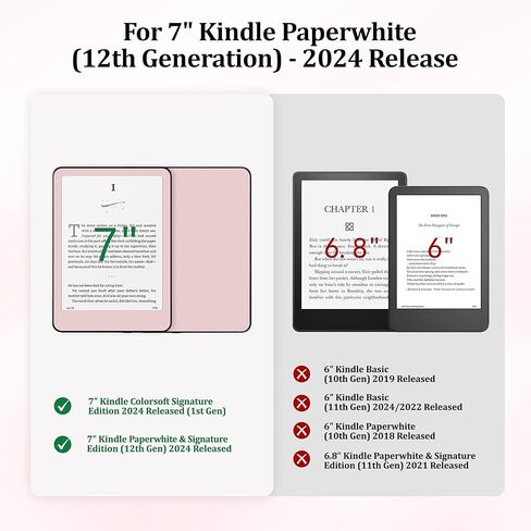 ملصق SESENSE Skin لجهاز Kindle Paperwhite الجيل الثاني عشر 2024 مقاس 7 بوصات، ملصق من الفينيل بلون خالص لإصدار Kindle Colorsoft Signature Edition، وردي in Kuwait