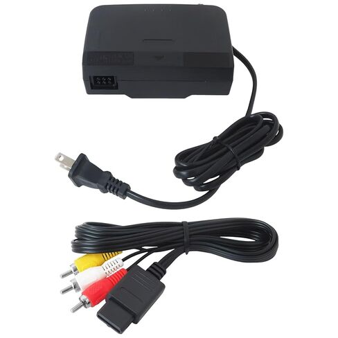 YIRVAHERE New for N64 Power Supply and Cable, AC Power Supply Adapter and AV Composite Video Cable Cord Compatible for Nintendo 64 in Saudi Arabia