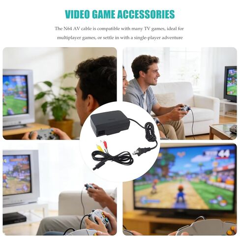 YIRVAHERE New for N64 Power Supply and Cable, AC Power Supply Adapter and AV Composite Video Cable Cord Compatible for Nintendo 64 in Saudi Arabia
