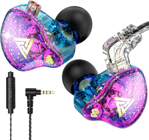 HJX QKZ AK6 Pro Wired IEM for Gaming Earbuds with MIC, in Ear Monitor Headphones, Deep Bass Sound, 1DD 11mm Dynamic Driver, IEM for Music Video Calling (Black) in Kuwait
