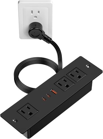 شريط طاقة مجوف مع شحن سريع 45 وات USB-C، مقبس منفذ درج الأثاث HEZI في 3 منافذ و3 منافذ USB، منافذ تثبيت متساطحة لمكتب المؤتمرات، سلك أبيض بطول 6 أقدام in Kuwait