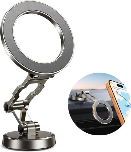 kaistyle for Magsafe Car Mount 【ثلاثي الطي وجميع المعادن】حامل هاتف مغناطيسي لحامل هاتف السيارة وحامل الهاتف الخليوي على لوحة القيادة لملحقات سيارتك للنساء والرجال لهاتف iPhone 17 Pro Max 16 15 14 in Kuwait