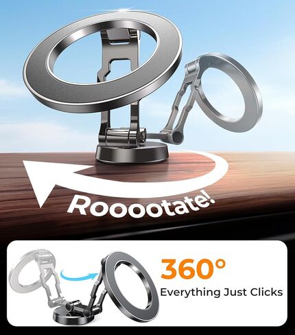 kaistyle for Magsafe Car Mount 【ثلاثي الطي وجميع المعادن】حامل هاتف مغناطيسي لحامل هاتف السيارة وحامل الهاتف الخليوي على لوحة القيادة لملحقات سيارتك للنساء والرجال لهاتف iPhone 17 Pro Max 16 15 14 in Kuwait