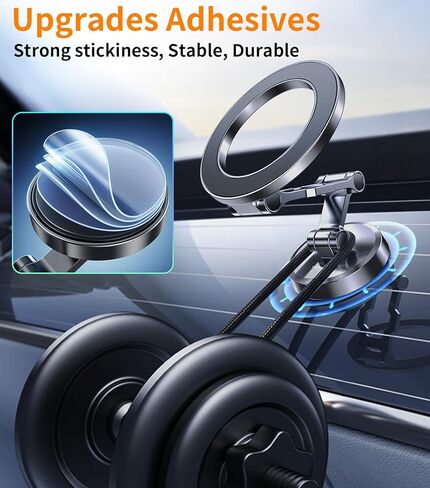 kaistyle for Magsafe Car Mount 【ثلاثي الطي وجميع المعادن】حامل هاتف مغناطيسي لحامل هاتف السيارة وحامل الهاتف الخليوي على لوحة القيادة لملحقات سيارتك للنساء والرجال لهاتف iPhone 17 Pro Max 16 15 14 in Kuwait