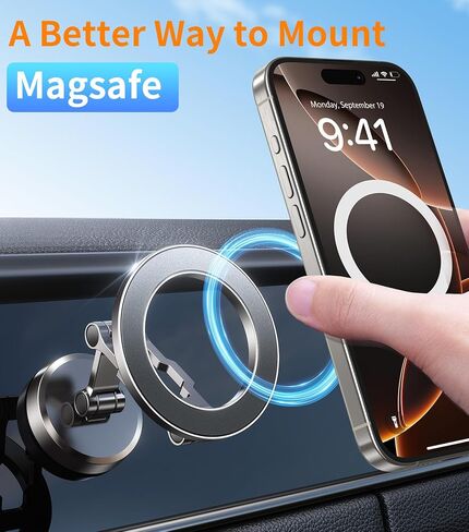 kaistyle for Magsafe Car Mount 【ثلاثي الطي وجميع المعادن】حامل هاتف مغناطيسي لحامل هاتف السيارة وحامل الهاتف الخليوي على لوحة القيادة لملحقات سيارتك للنساء والرجال لهاتف iPhone 17 Pro Max 16 15 14 in Kuwait