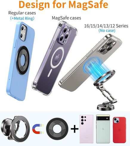 kaistyle for Magsafe Car Mount 【ثلاثي الطي وجميع المعادن】حامل هاتف مغناطيسي لحامل هاتف السيارة وحامل الهاتف الخليوي على لوحة القيادة لملحقات سيارتك للنساء والرجال لهاتف iPhone 17 Pro Max 16 15 14 in Kuwait